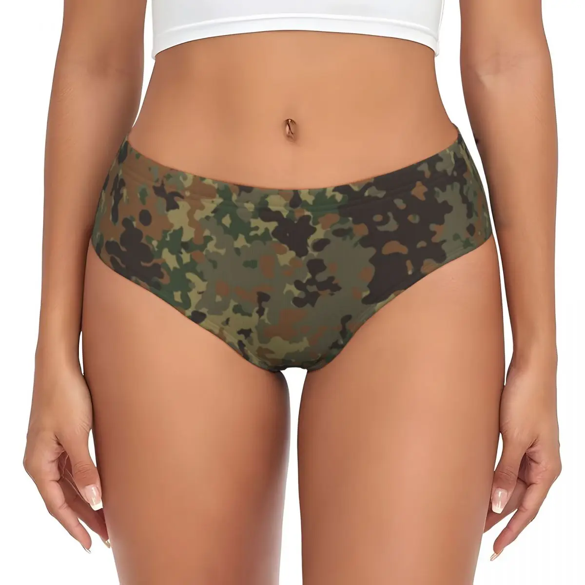 Culottes de camouflage Flecktarn pour femmes personnalisées, slips de camouflage de l'armée militaire confortable, sous-vêtements