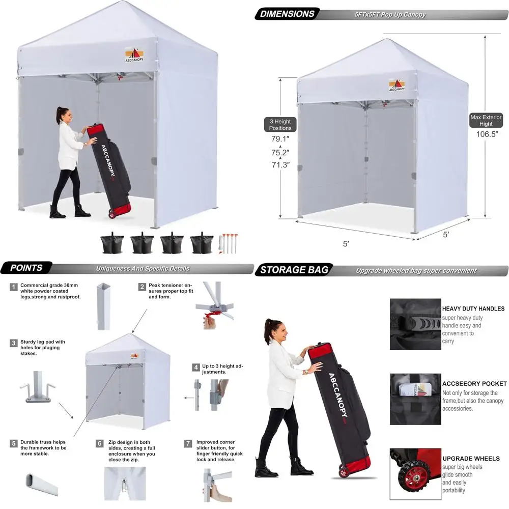 

Всплывающая палатка с навесом коммерческого класса с боковыми стенками, простая установка, белая, подходит для мероприятий на открытом воздухе и бизнес-акций