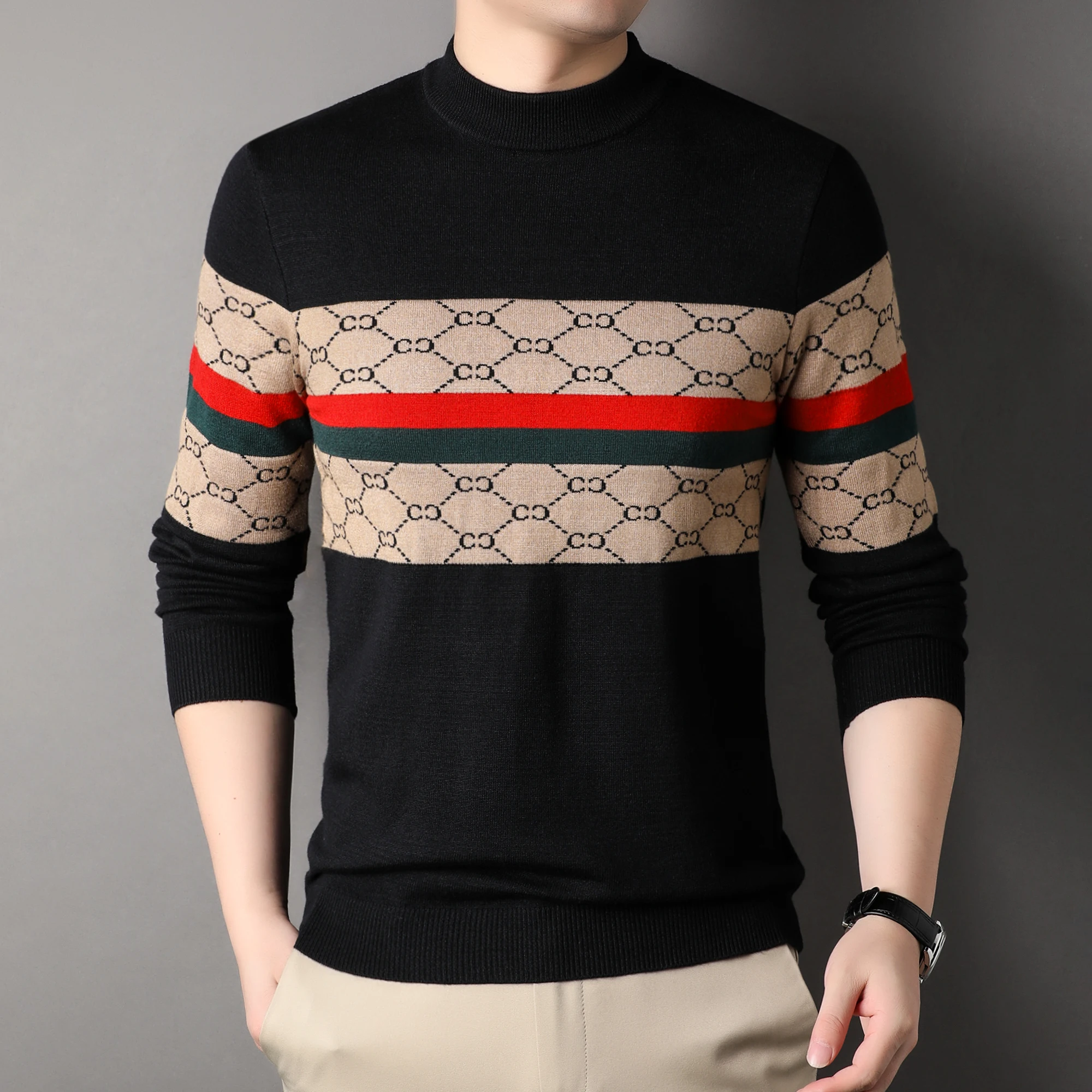 

Новый шерстяной свитер, мужской свитер, осенне-зимний модный повседневный универсальный трендовый теплый внутренний топ