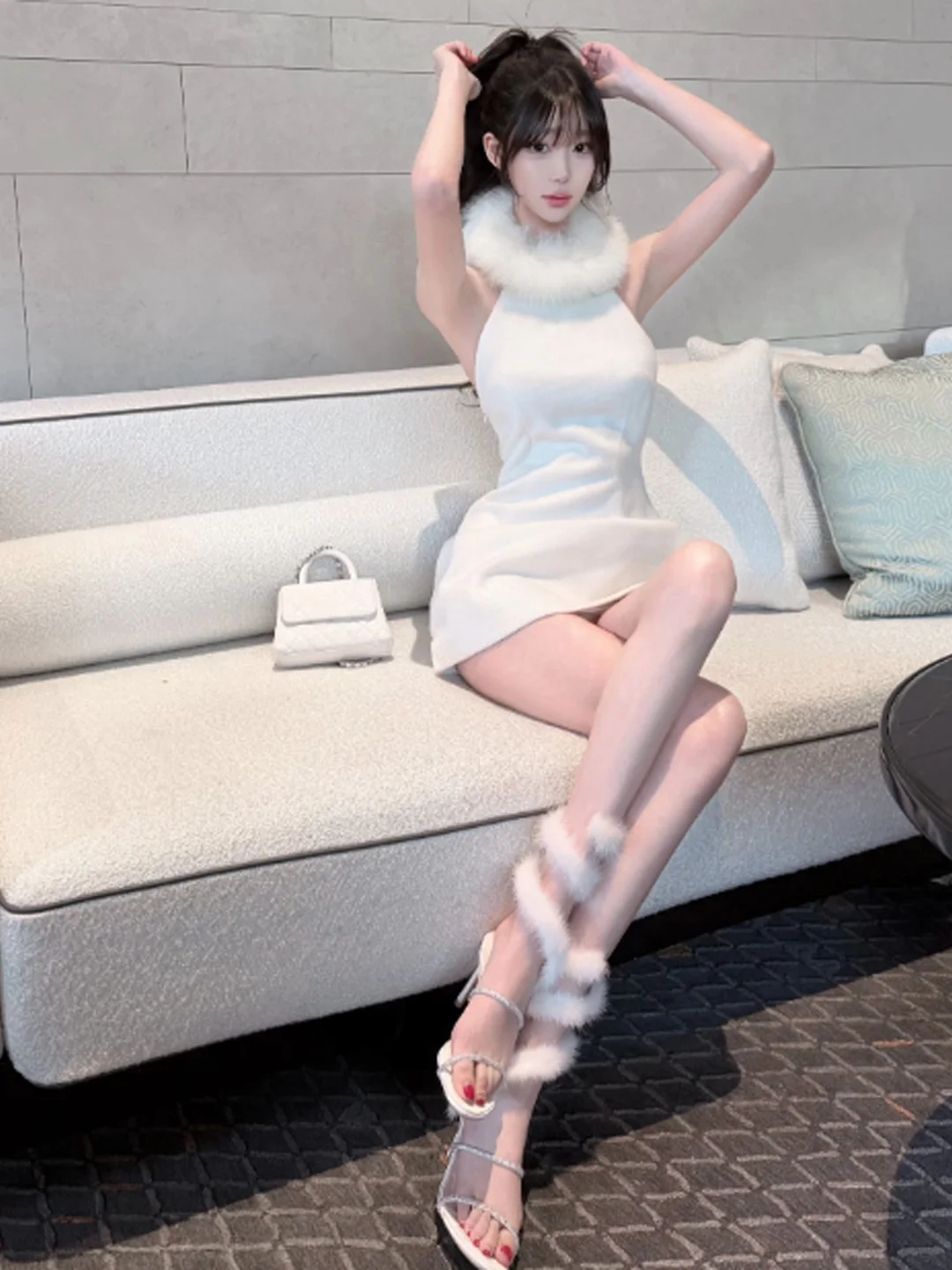 

Весеннее сексуальное женское юбка с меховым воротником и ремешком Pure Desire, облегающая юбка Dr, повседневная деловая танцевальная юбка для подиума, пляжа, свадьбы