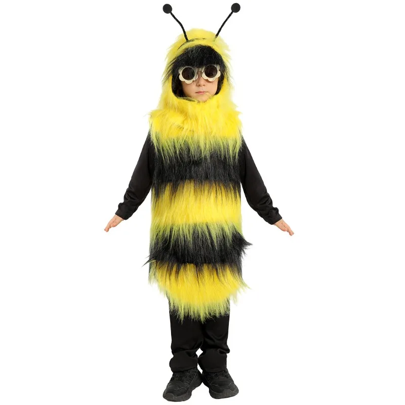 Lindo traje de abejorro disfraces Cosplay mono de abeja de peluche Halloween chico mascarada celebración carnaval vestido elegante monos Zentai