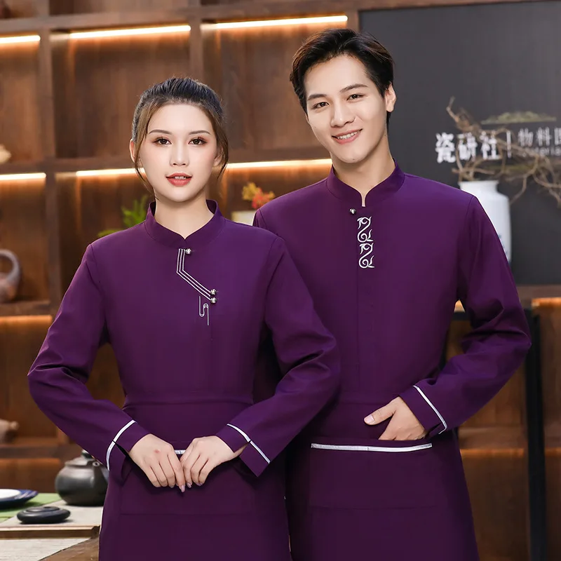 Hotel Work Clothes Women's Long-Sleeved Chinese Restaurant Catering Restaurant Front Desk Hot Pot Restaurant Waiter Work Clothes