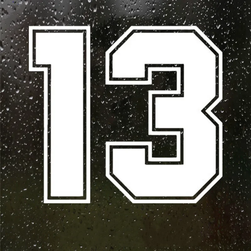 Car Stickers Decor Motorcycle Decals Number 13 Funny Accessories Creative Sunscreen Personality Waterproof PVC,15cm*14cm