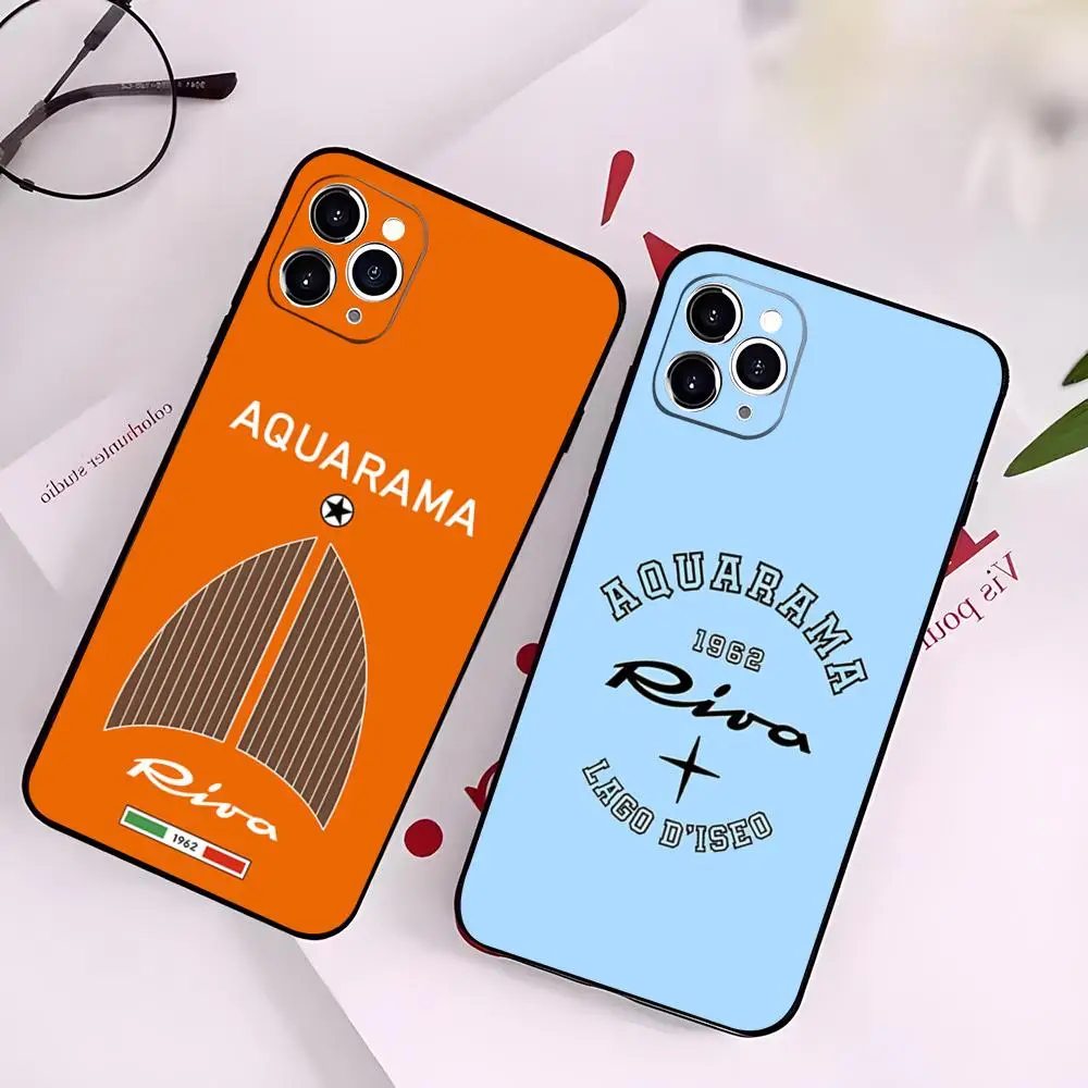 R-R-RIVA iate caso de telefone luxo para iphone 17 pro max 16 15 14 pro max 13 11 xxs xr 8 7plus capa silicone