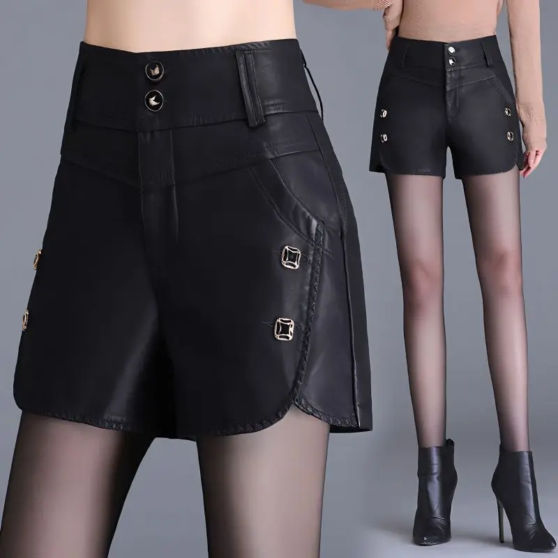 

Sexy Mori Girl Style PU Fashion Casual Summer Shorts Women Clothing Faux Leather High Waisted Womens Shorts Hot Short Pants T492