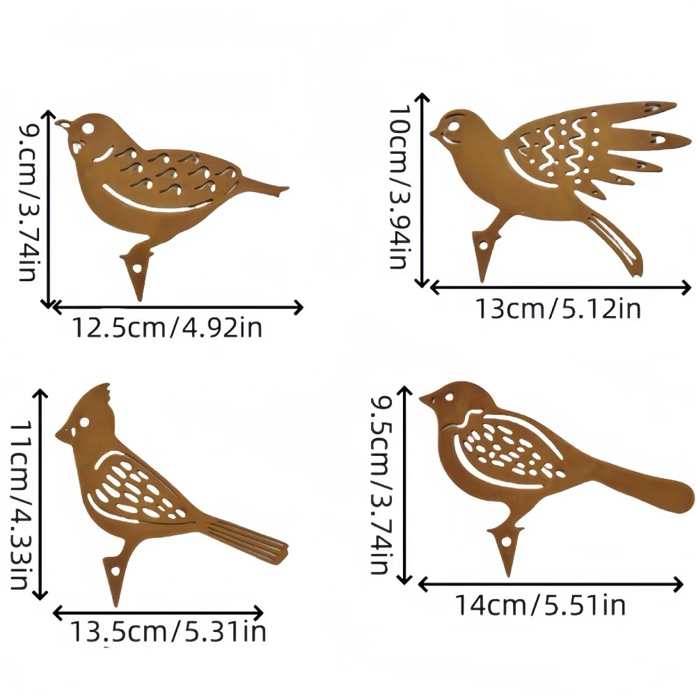 

New Rustic Style Metal Birds Statue Ornament Sculpture Metal Bird Ornament Metal Iron Art Birds Lawn