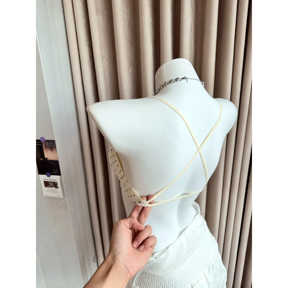 Womens Seamless Cross Back Bra Thin Straps Wireless Push Up Brassiere Small Breast Not Empty Cup Sexy Bralette Inner Outer Wear