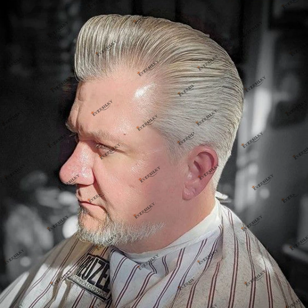 

Gray Male Human Hair 1B80 1b65 1B40 Gray Black Hair Replacement Capillary Prosthesis System Men's Toupee Durable Hairpieces Wig