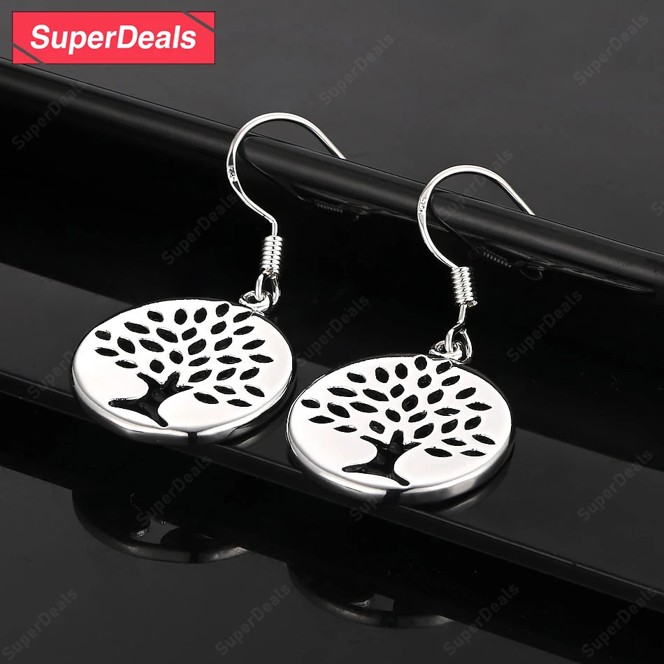 

SuperDeals серьги-капли из стерлингового серебра 925 пробы в форме дерева, женские серьги-капли на день рождения, свадьбу, вечеринку, элегантные темпераментные серьги, ювелирные изделия, подарок