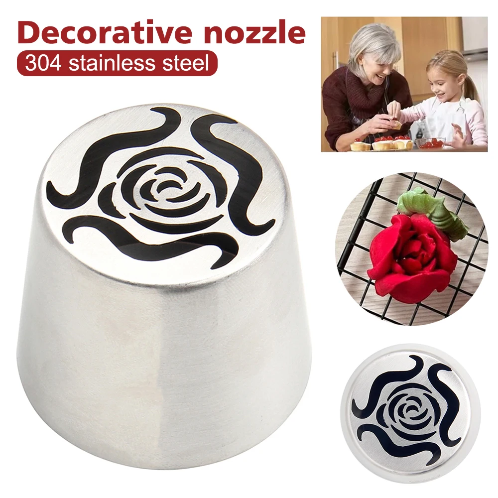 Stainless Steel Rosebuds Pattern Icing Piping Nozzle DIY Pastry Cake Decorating Tips Cream Nozzle Cupcake Baking Tool