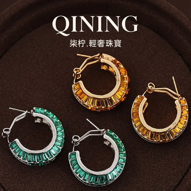 Tuscany, full of diamonds retro round earrings light luxury niche earrings heavy industry party party high-end earrings