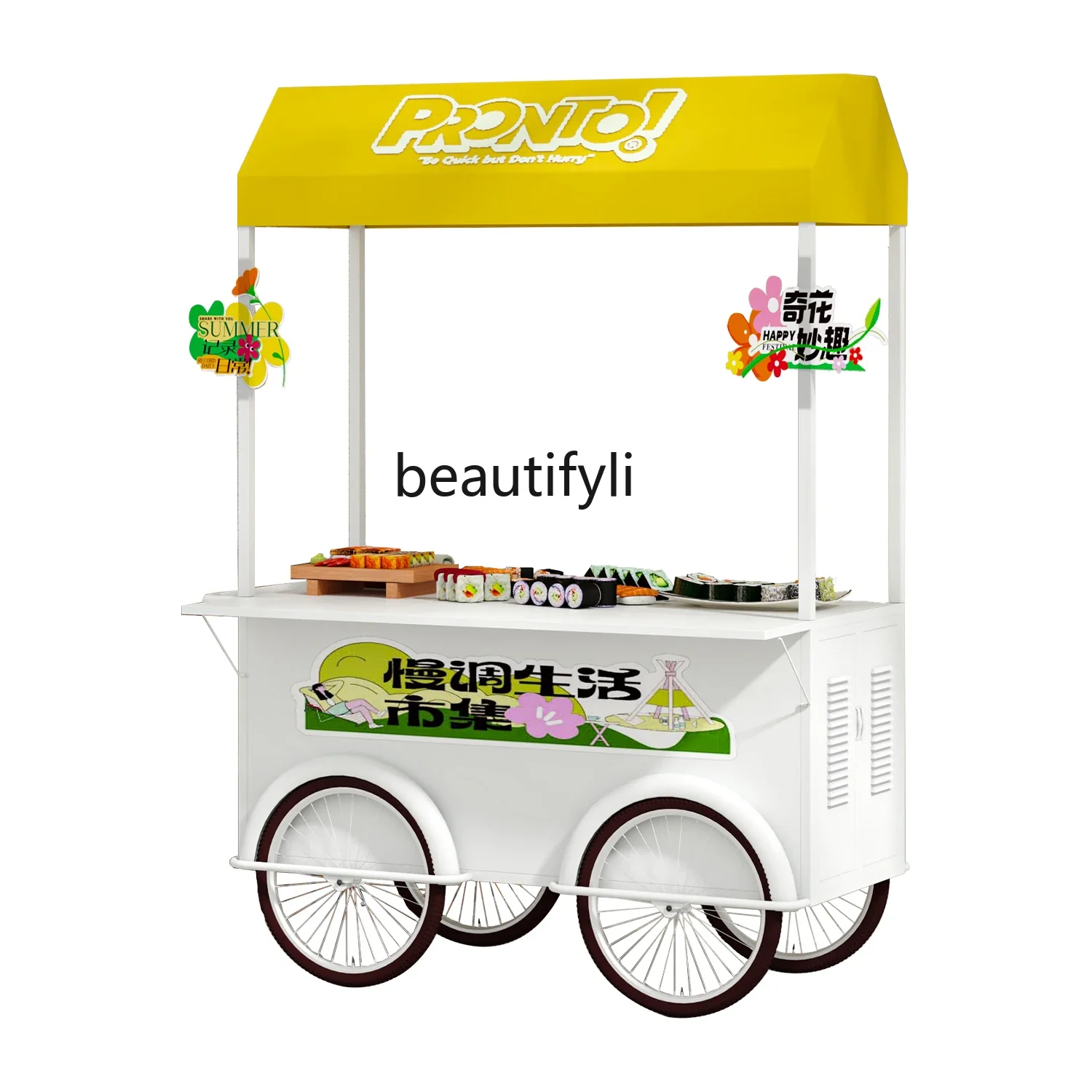 

Mobile trolley Commercial street stall cart Wrought iron stall Hotel promotion Shopping mall floatHY