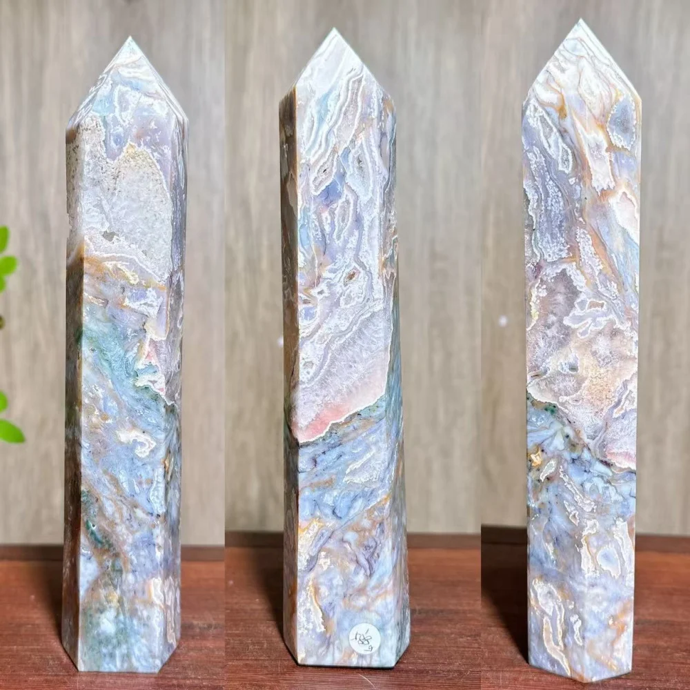 1PC Big Natural Colourful Moss Agate Towers Druzy Raw Geode Ocean Jasper Symbiosis Crack Home Decor Healing Crystal Reiki Gifts