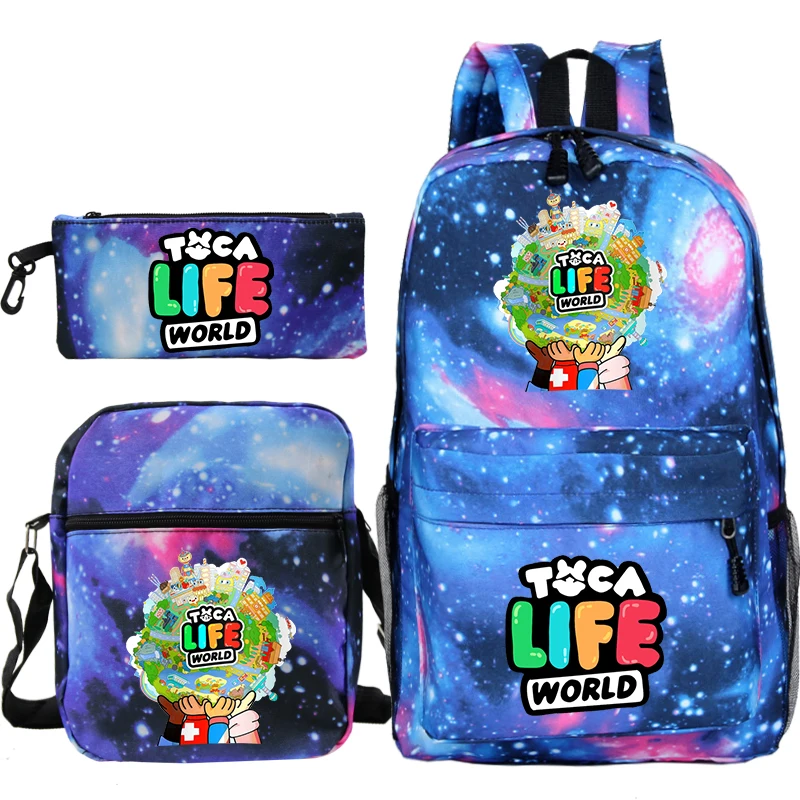 Toca Boca Print Rucksäcke 3 stücke Set Kawaii Kinder Schule Bücher tasche Toca Leben Welt Rucksack Kinder Schult asche Reises port Mochila