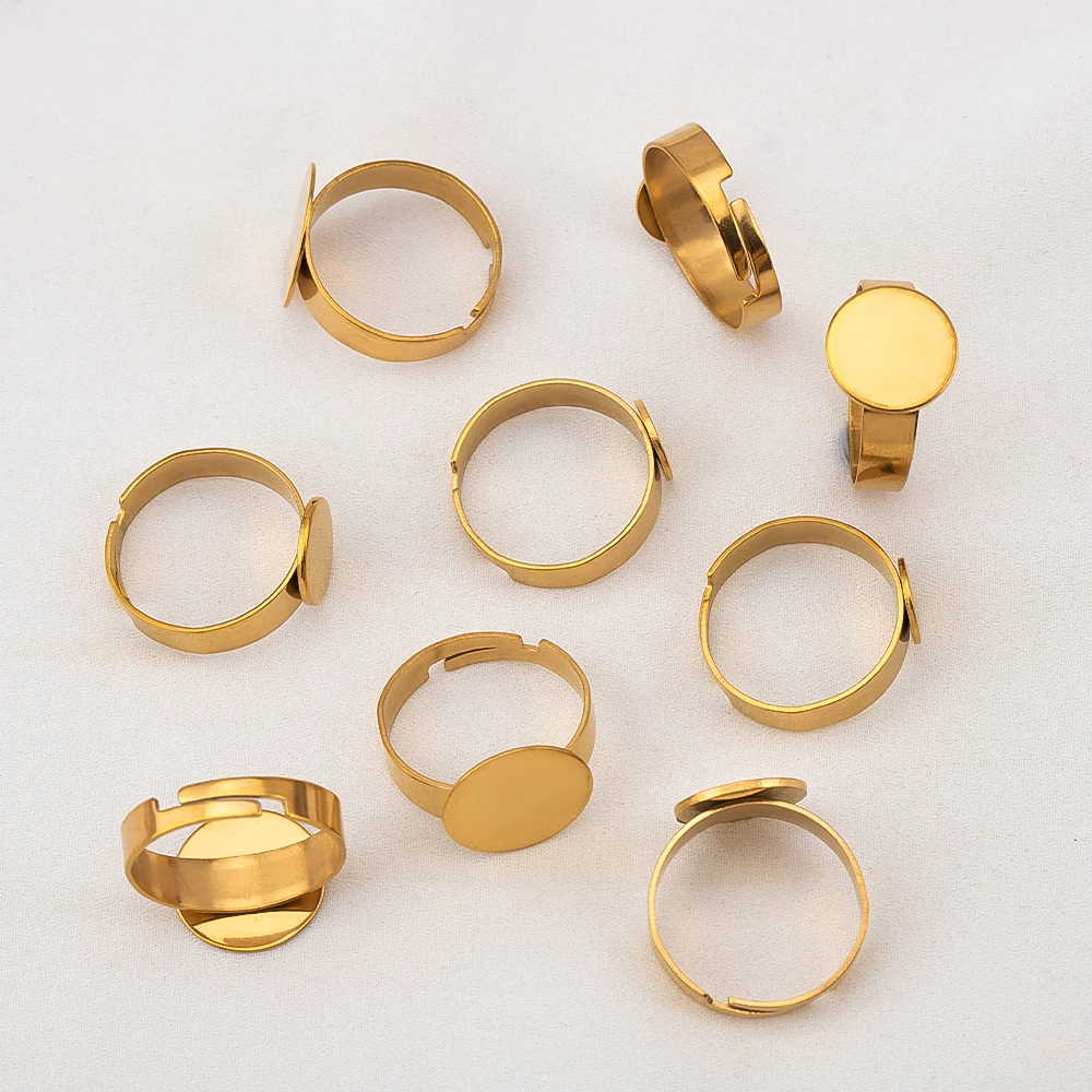 10pcs Stainless Steel Adjustable Ring Settings for DIY
