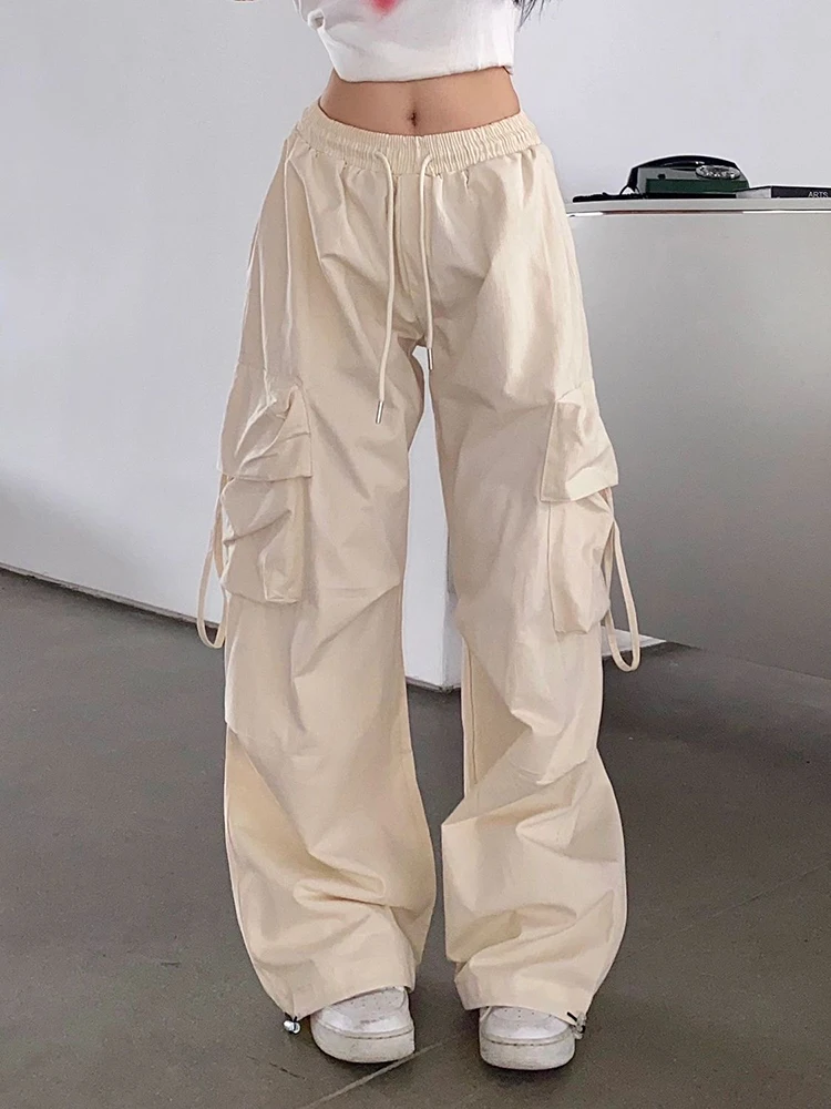 

Hip Hop Y2K Cargo Pants Women Streetwear Harajuku Big Pockets Casual Trousers Korean Loose High Waist Design Solid Pants