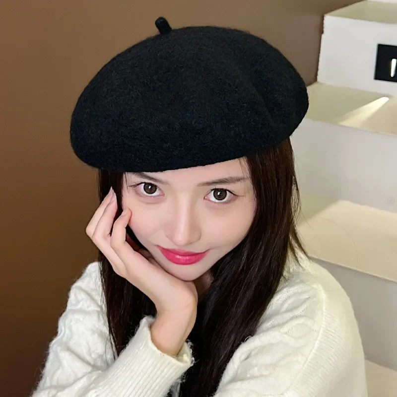 Retro Wool Beret Hat Autumn Winter Women British Hepburn stylish Artist Painter Hats Thick Warm Woolen Pumpkin Beanies Cap