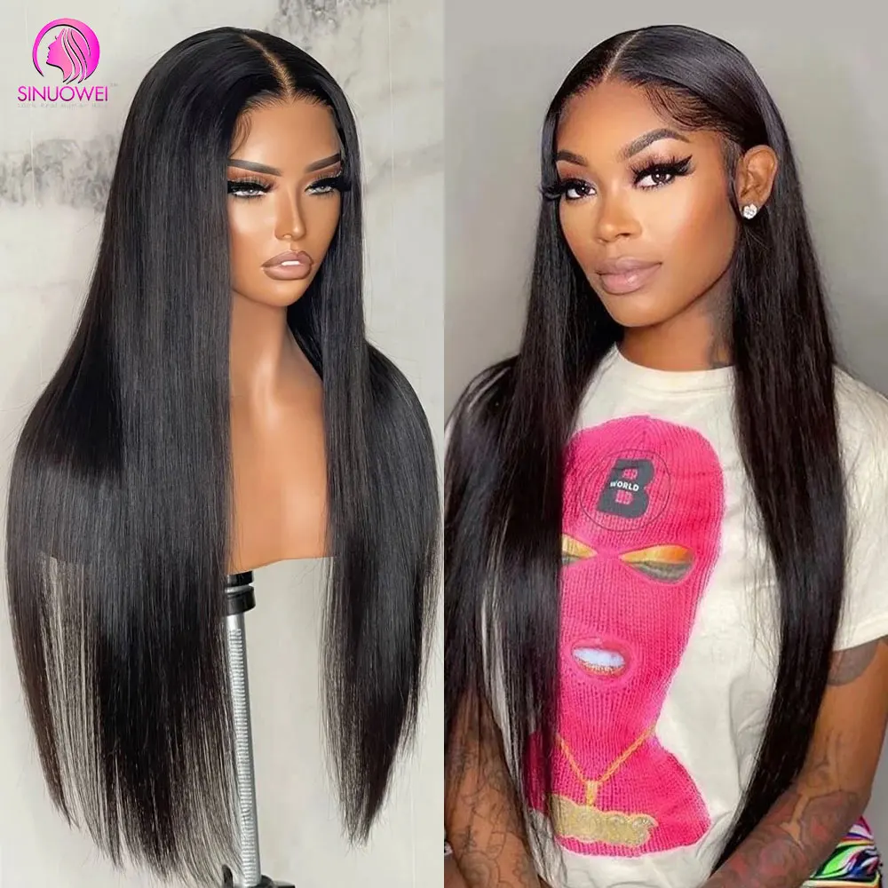 200% 250% Transparent Lace Front Wigs 16-40Inch Bone Brazilian Straight Hair Wigs 13X4 Lace Front Wig Human Hair Wig Remy