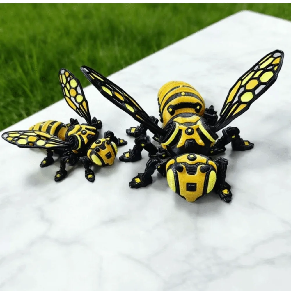 Abeja Mecánica Impresa en 3D con Alas Desmontables, Juguete de Abeja Articulada Estilo Cyberpunk, Juguete de Abeja Articulada con Articulaciones Móviles
