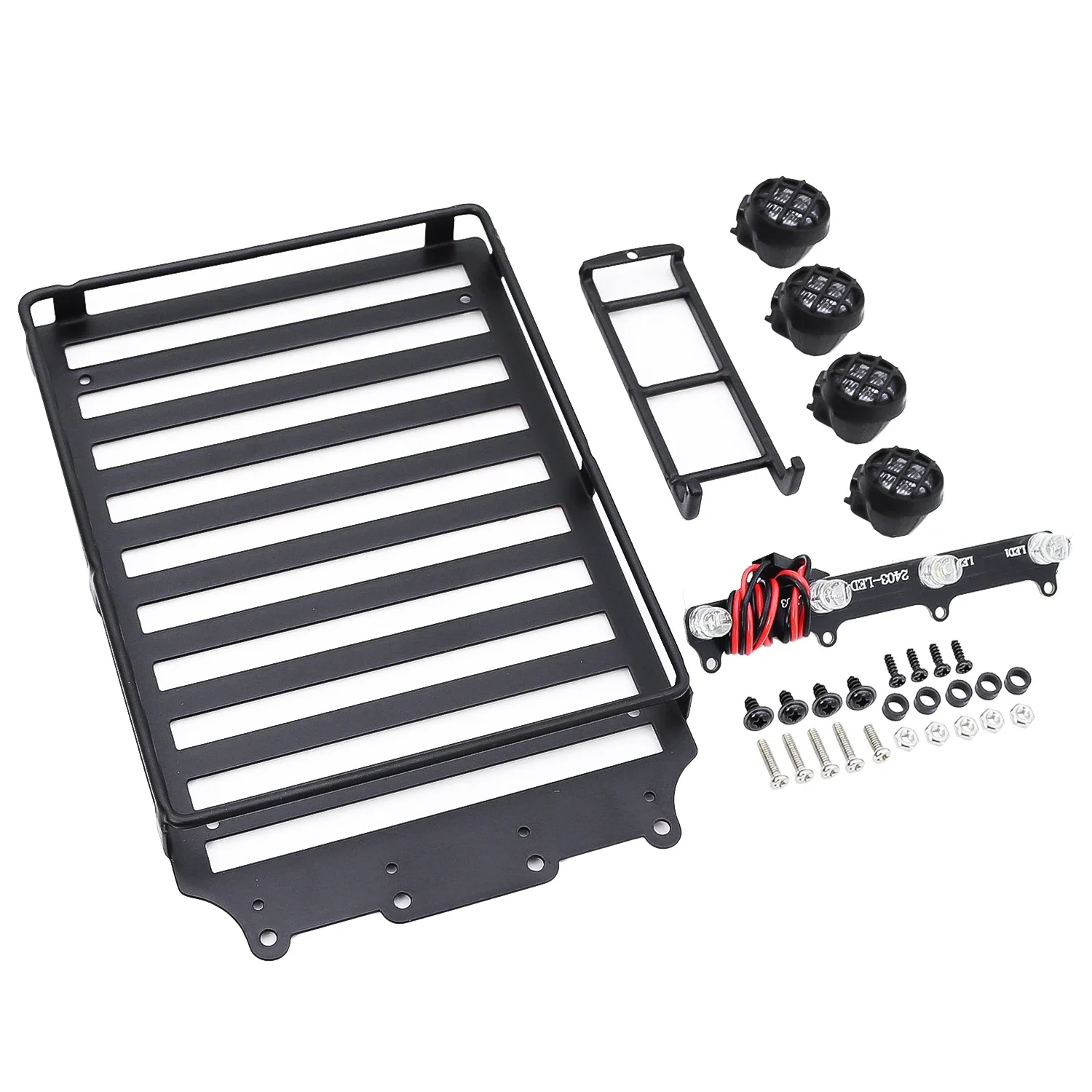 Metal Roof Spotlight Rack Luggage Rack With 4 Led For 1/18 RC Crawler Car Traxxas Trx4m Bronco Defender AX-8560 Simulation Parts