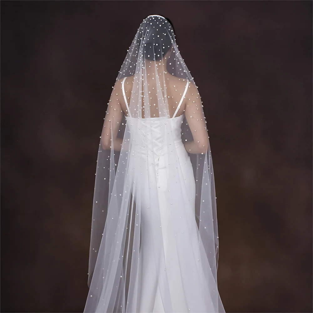 Voile de luxe extra long pour patients, voile de mariage en perles avec peigne, voile de longueur cathédrale royale, accessoires de mariage de 3m de large, VP89