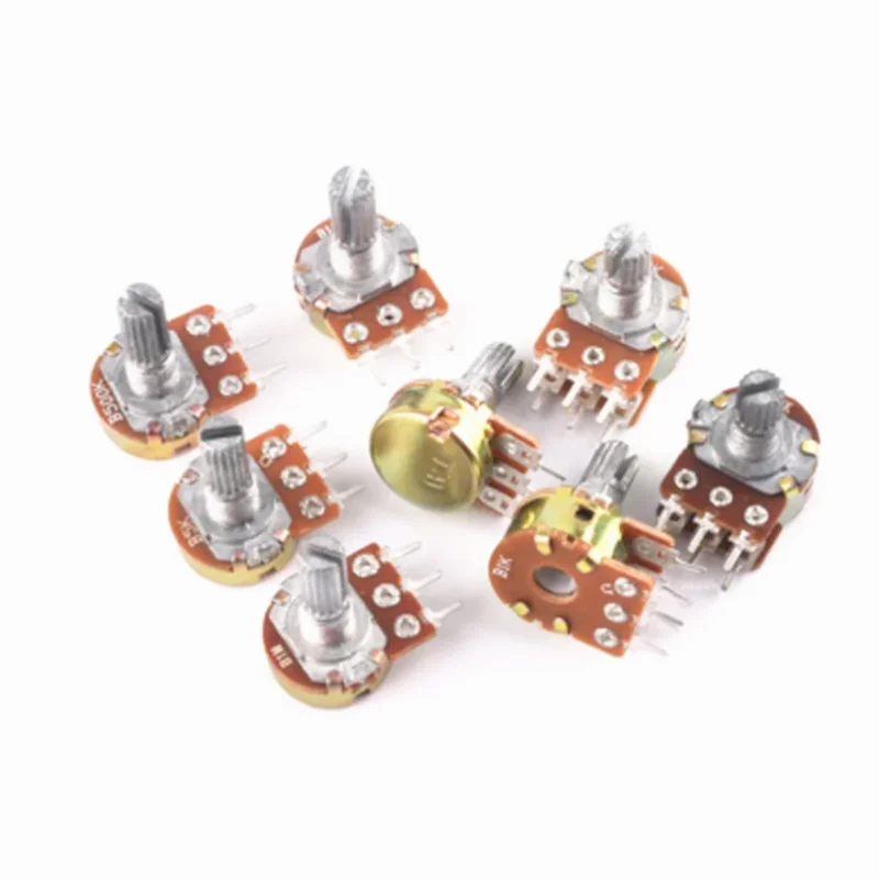 5pcs WH148 B1K B2K B5K B10K B20K B50K B100K 3PIN 6PIN 15mm Shaft Amplifier Dual Stereo Potentiometer 1K 2K 5K 10K 50K 100K 500K