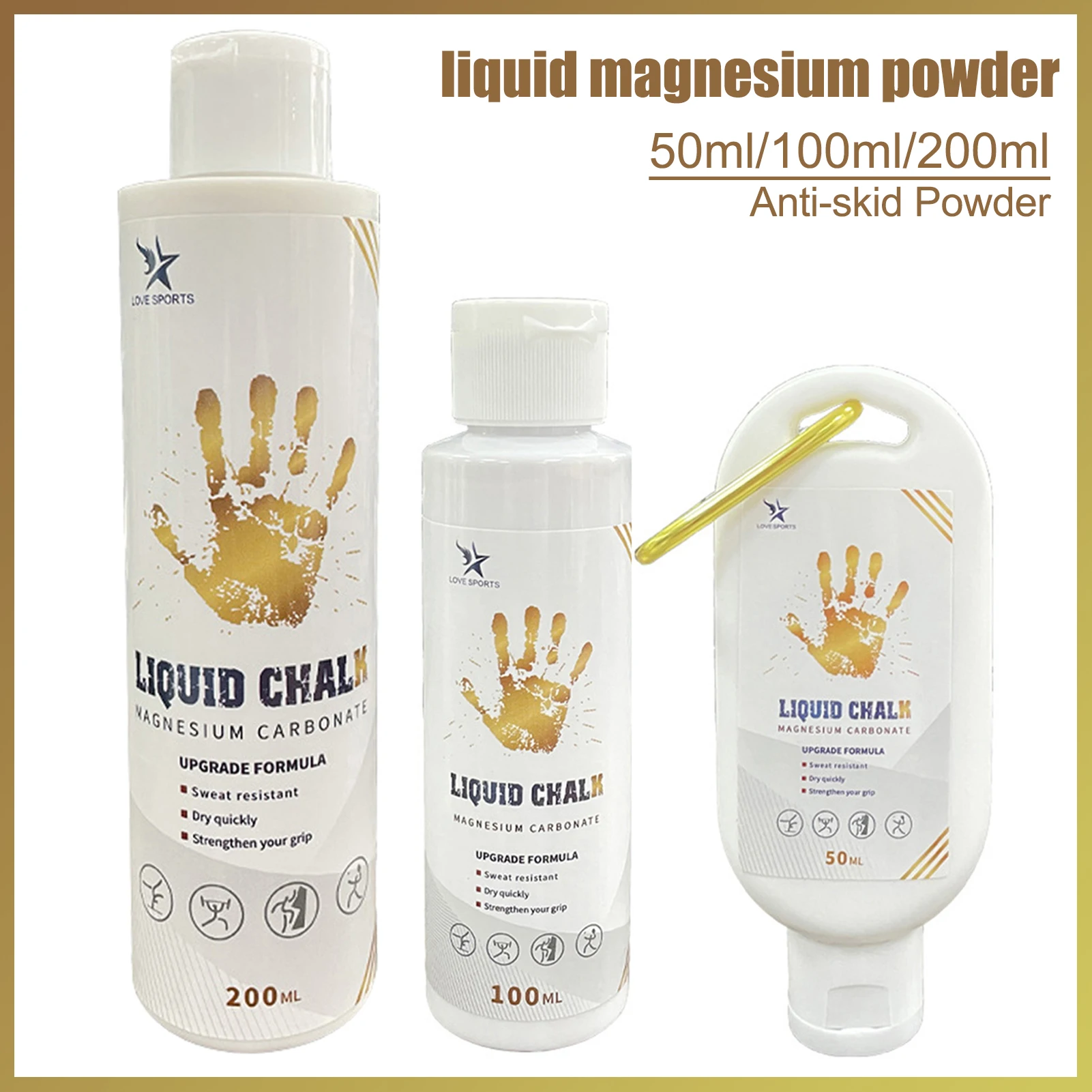 

50ML/100ML/200ML Liquid Chalk Anti-slip Liquid Magnesium Powder For Weightlifting Rock Climbing Lifting Workout Gym Sport