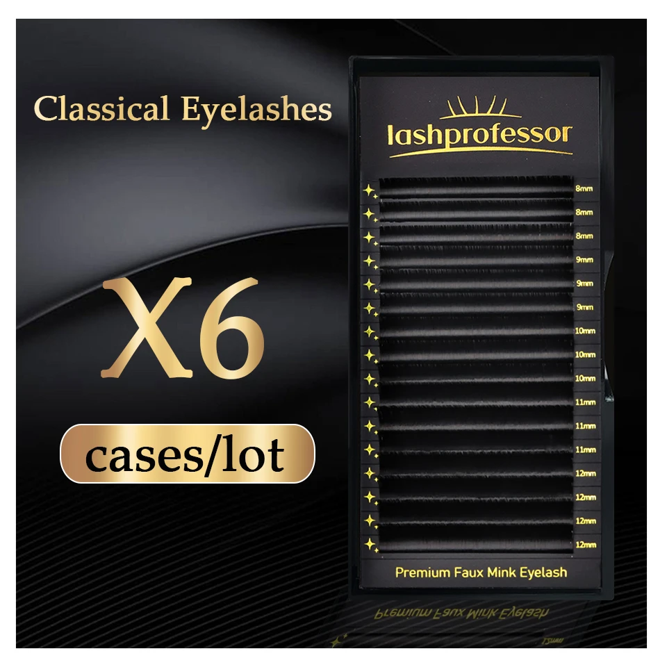 

All Size 6 Cases Premium Natural C CC D DD Individual Classic Eyelash Extension Black Matte False Eyelashes Wholesale Volume Fan