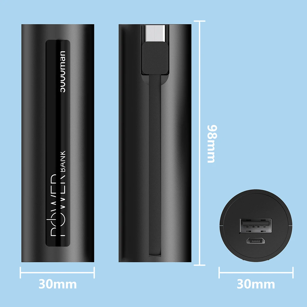 5000mAh Power Bank Mini with USB C Cable Portable Charger for iPhone 14 12 pro Xiaomi Mi 10 13 Huawei Samsung S23 Mini Powerbank