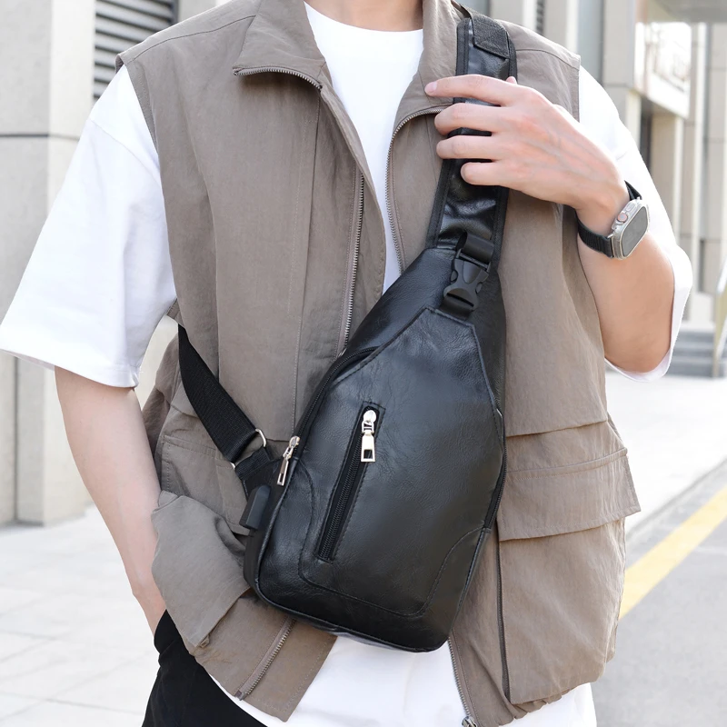 

Fashionable men's PU new trendy shoulder bag crossbody bag chest bag 가방 bandolera hombre sacoches hommes bags for man