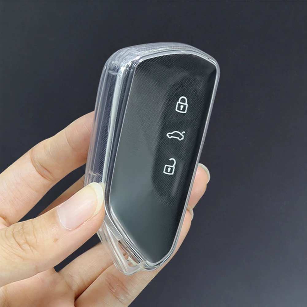 For VW Volkswagen Golf 8 ID.3 ID.4 Skoda Octavia A8 MK4 MK8 2022 2021 GTI R TPU Transparent Car Key Fob Case Cover Accessories