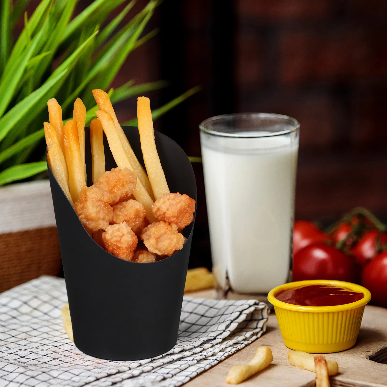 Food Snacks That Are Black - 100 gobelets à frites noirs à