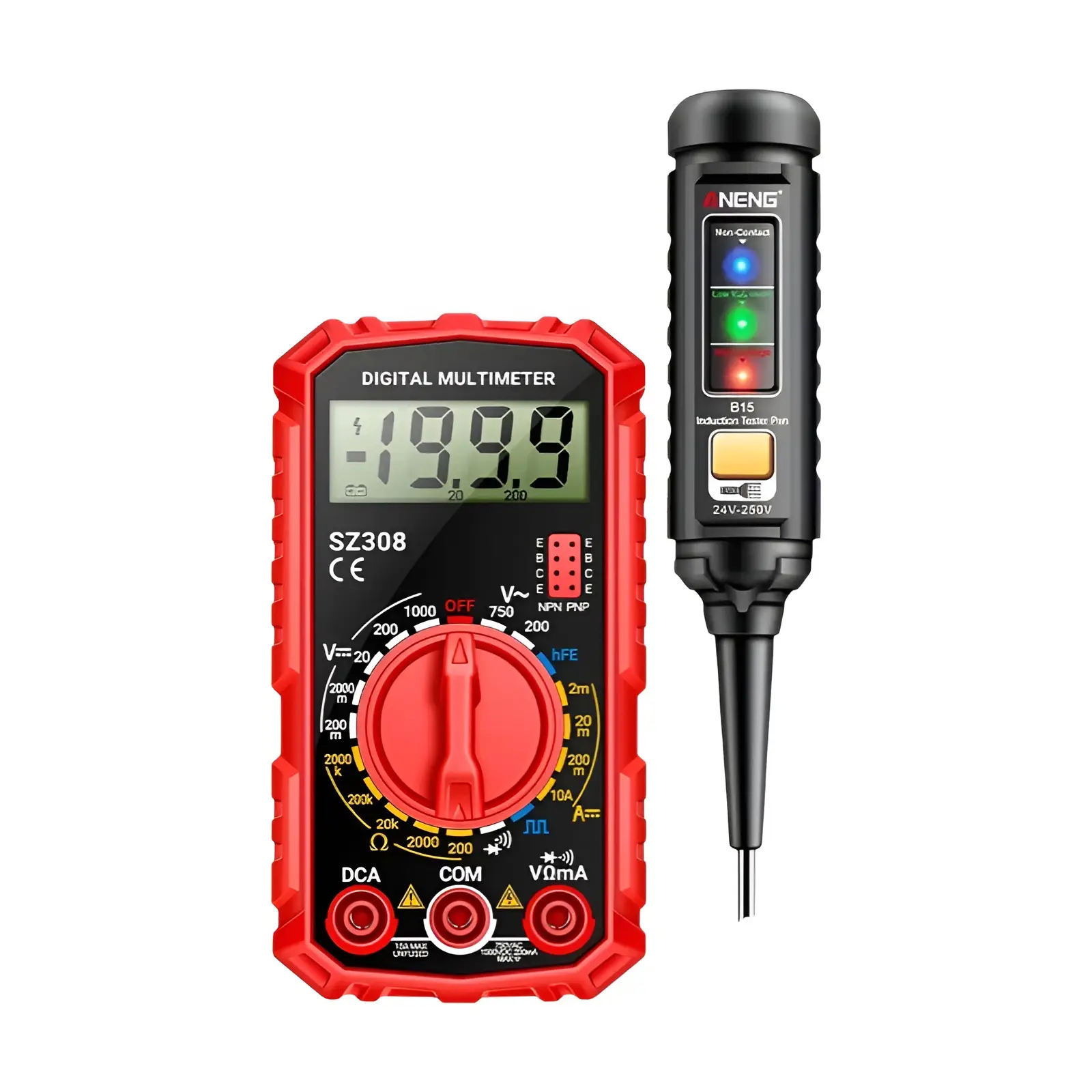 Multímetro testador caneta terno aneng multímetros 1999 contagens 24-250v detector de tensão medidor diagnóstico ponto de interrupção localizador