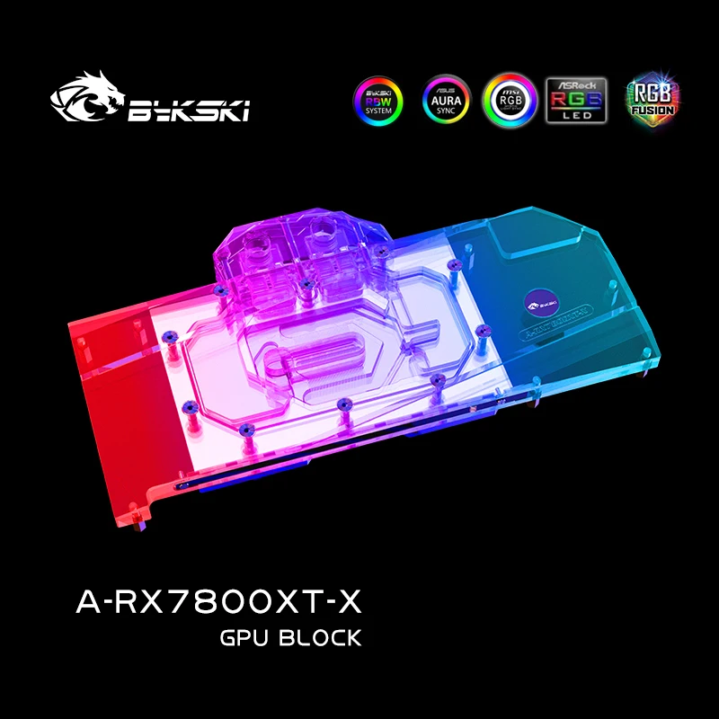 Bykski-gpu水冷ブロック、amd radeon rx 7800 xt、ビデオカード、A