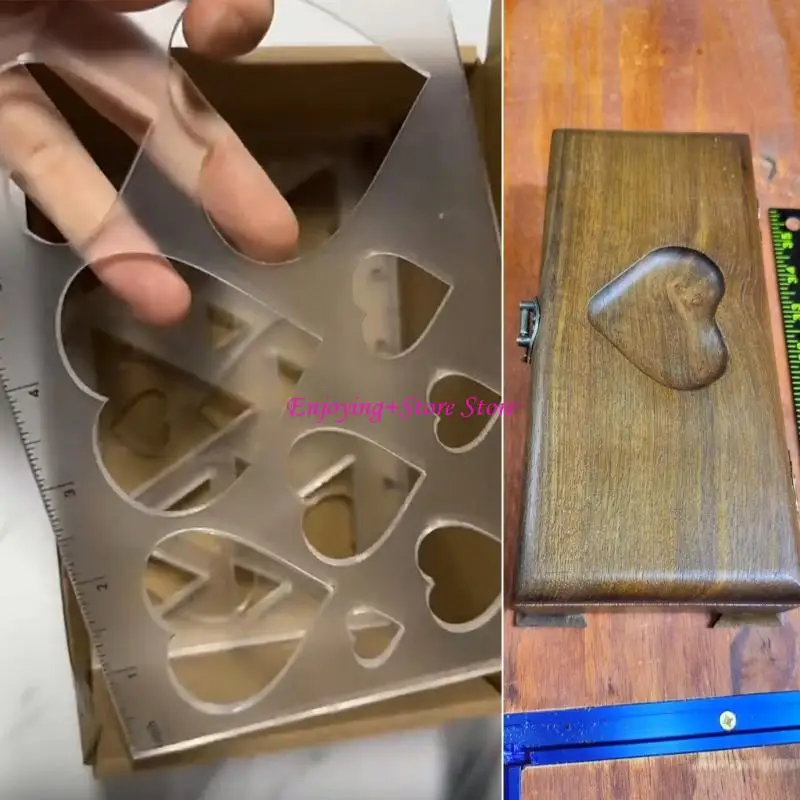 

G6DA Чистый акриловый шаблон инкрустации с треугольником или сердечным дизайном маршрутизатора трафарет для декоративных по