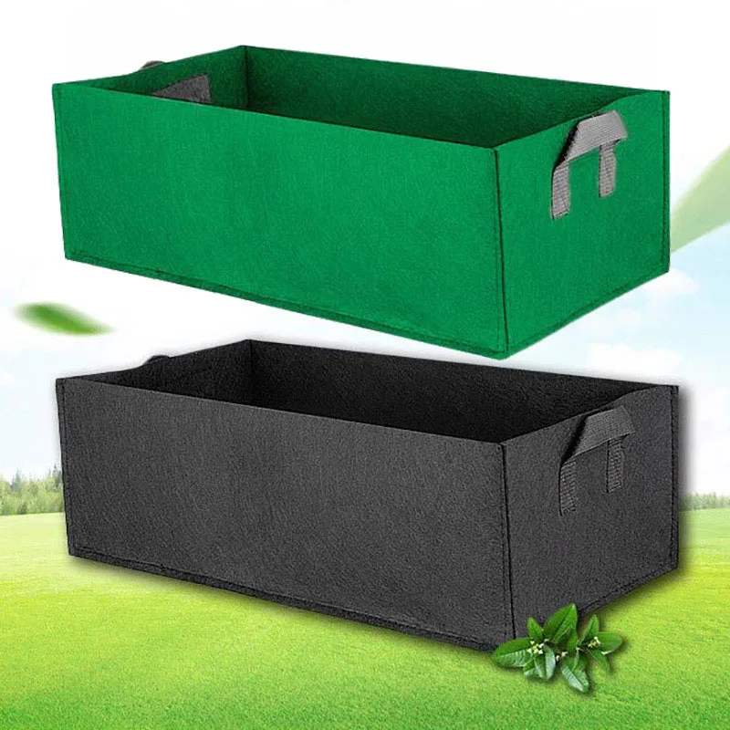 black Fabric plant Grow Bag Garden bed Square gardening tools Flower Vegetable Planting Planter Pot Handles for hydroponics D4