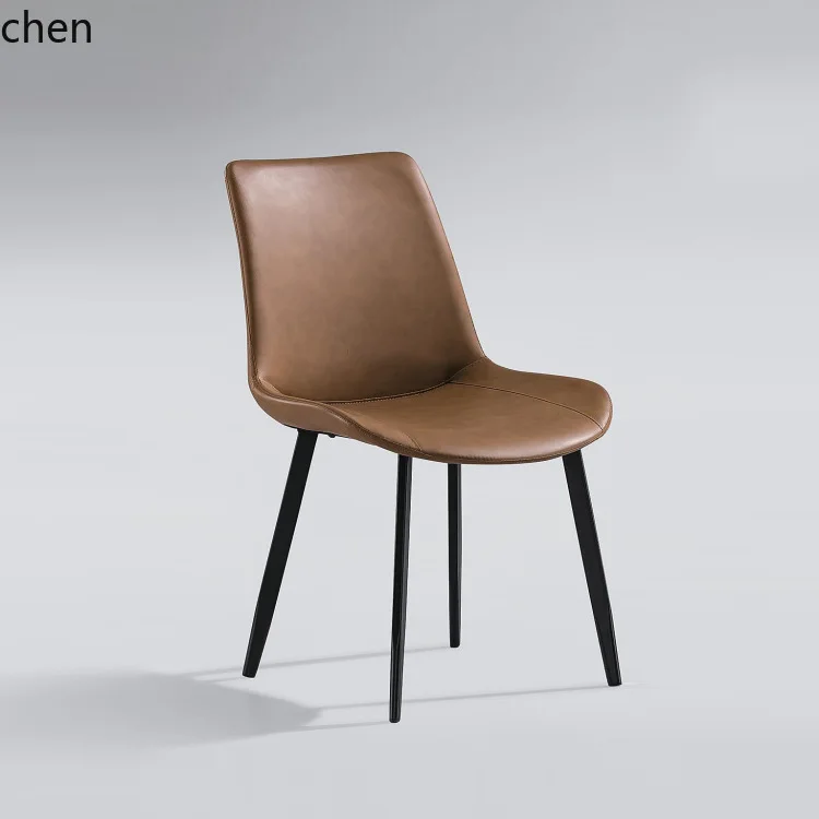 YFY Italian Style Light Luxury   Saddle Leather Chair Nordic Comfortable Backrest Chair Home Simple Dining Table and Chair Set