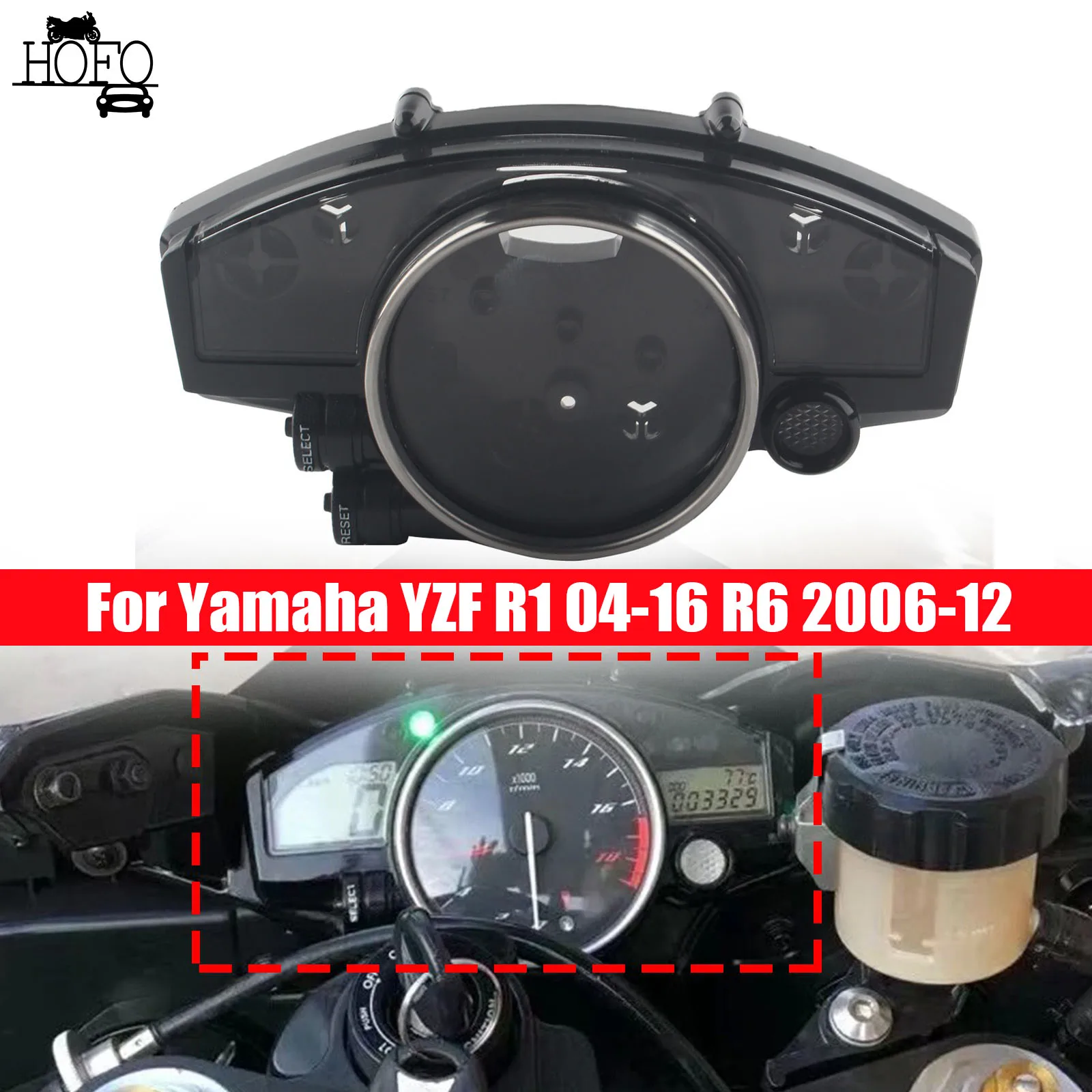 

Speedometer Odometer Gauge Cluster Cover Case For Yamaha YZF R1 2004-2006 R6 2006-2012 Instrument shell