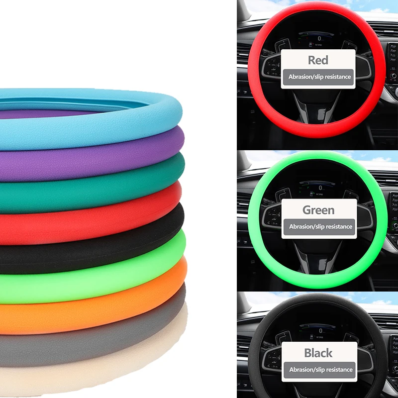 Universal Car Summer Silicone Steering Wheel Cover Elastic Glove Cover Texture Soft Multi Color Auto Decoration DIY Accessories