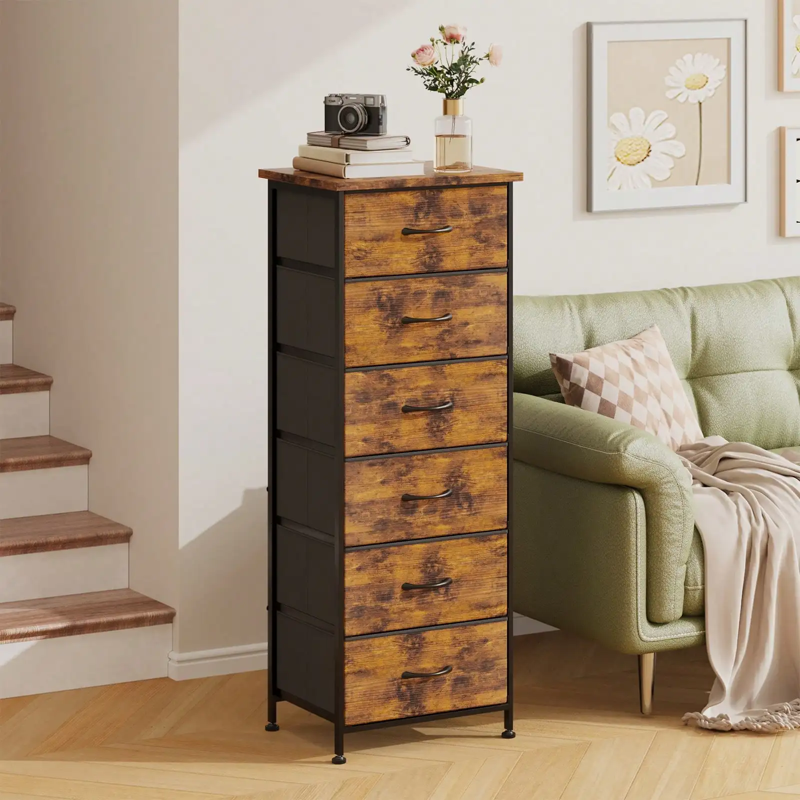 

6 Drawers Storage Cabinets For Bedroom, Tall Dresser & Chests Of Drawers, Fabric Dresser For Closet, Bedroom, Night Stand,