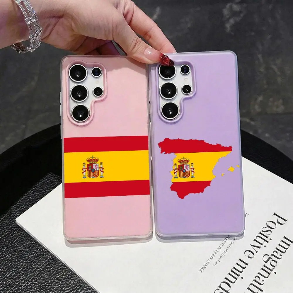 Flag of Spain Phone Case 2-in-1 Detachable Clear Case for Samsung S26-S22 Multi-Color Card Holder Soft TPU
