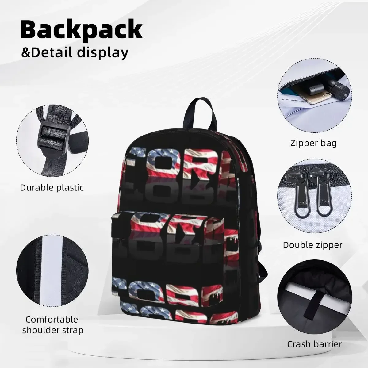 Ford Logo American Flag Woman Backpacks Boys Girls Bookbag Casual Children School Bags Portability Laptop Rucksack Shoulder Bag