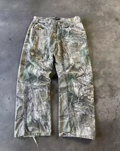 Y2K Gothic New Fashion Rock Hip Hop Popular Camouflage Baggy Jeans Men Harajuku Vintage Casual Joker High Waist Wide Leg Pants
