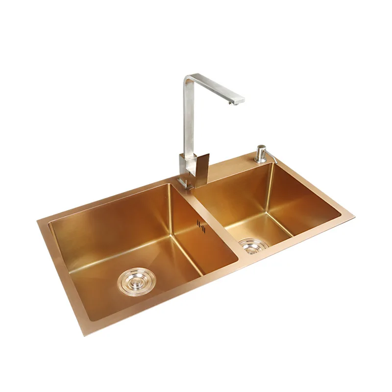 Sink Kitchen Nano Handmade Double Slot under Counter Washing Basin Sink