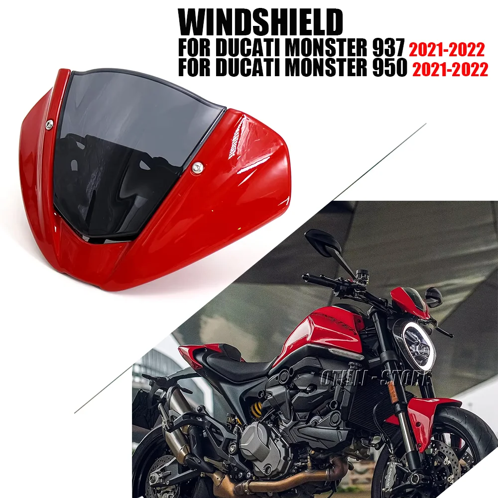 

For Ducati Monster 950 MONSTER 937 2021 2022 Windscreen Windshield Wind Deflector Shield Screen Visor Glass with Bracket