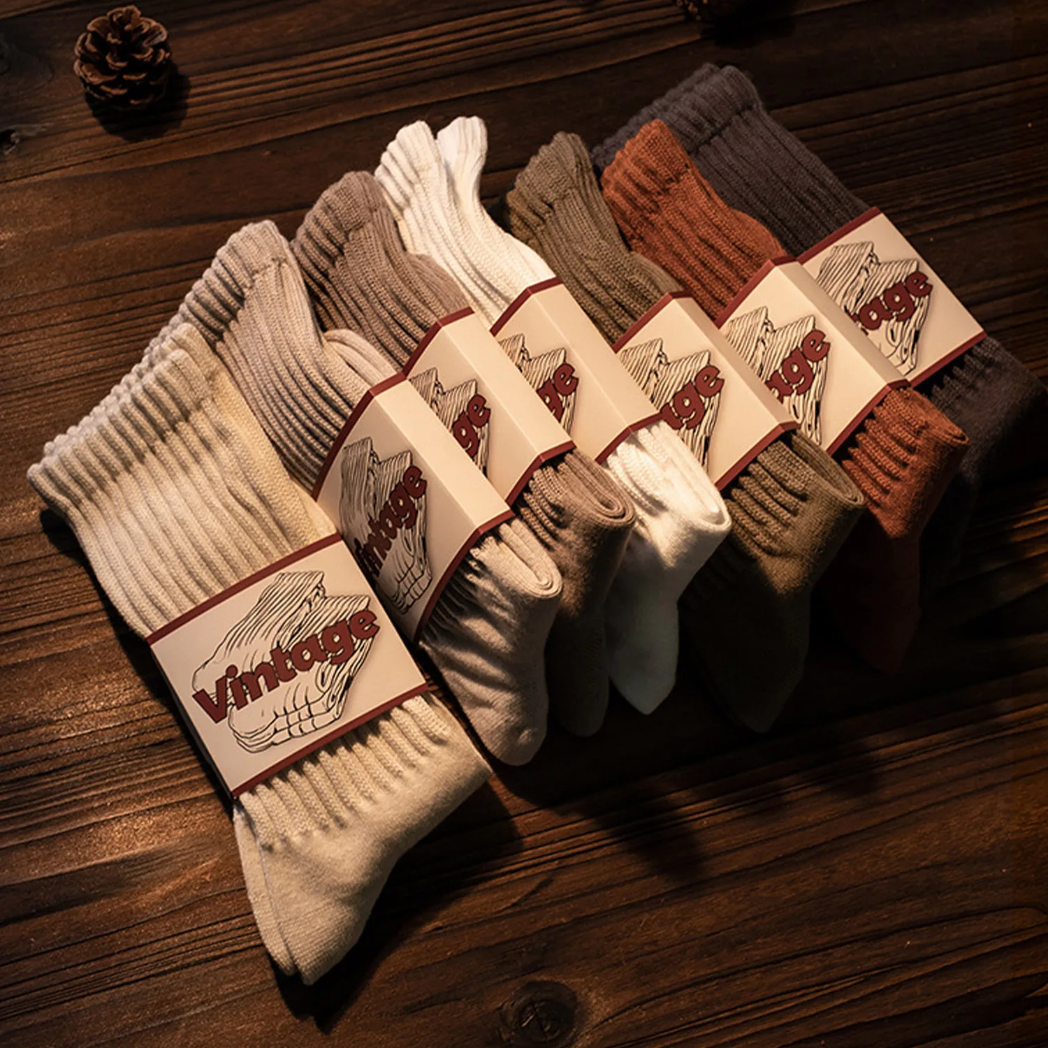 New 3Pcs Amekaji Japanese Thick Yarn Pure Cotton Retro Knit Unisex Mid Calf American Stackable Daily Casual Socks Spring Autumn