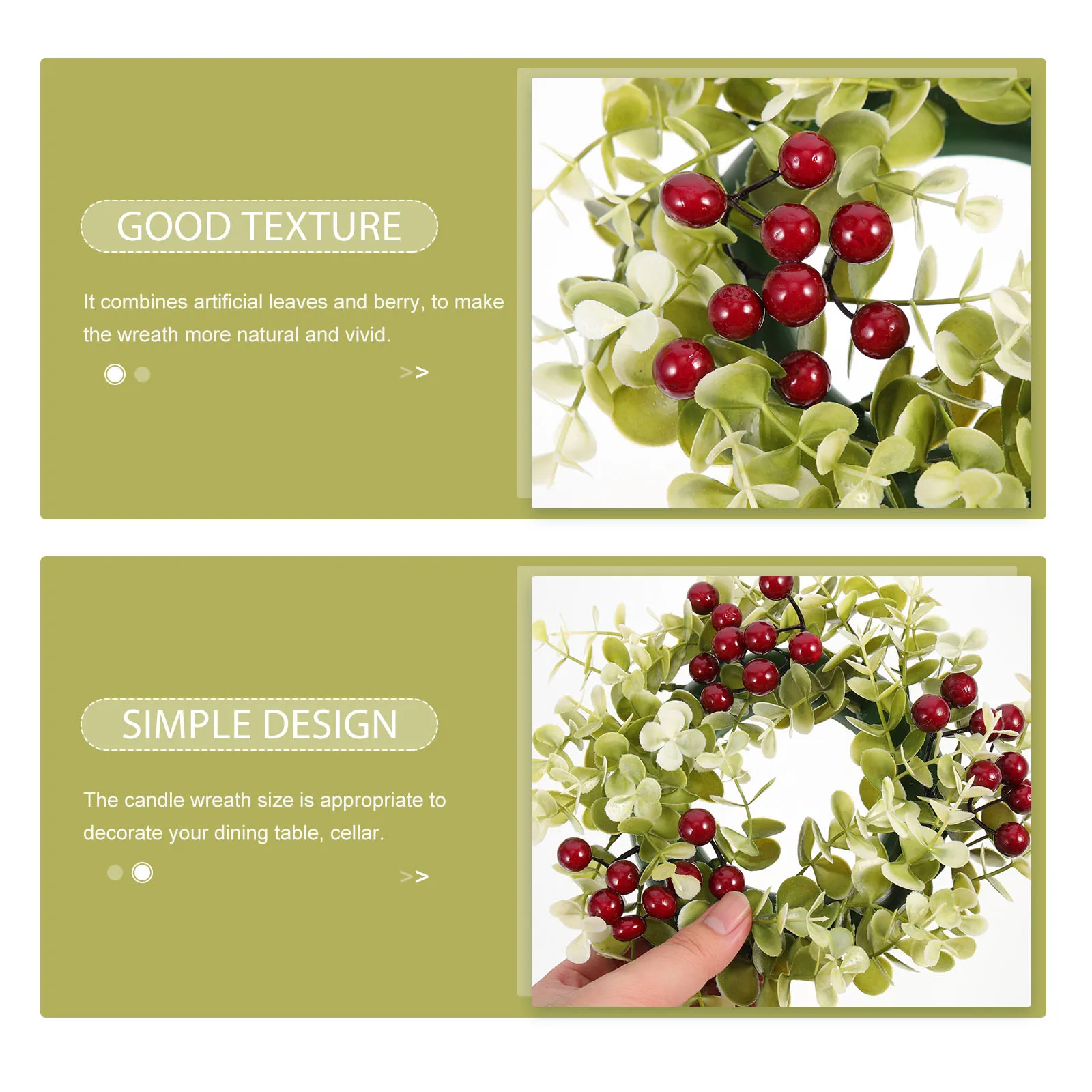 

1pc Christmas Xmas Holder Simulation Berry Christmas Table Decoration Nordic Decor Party Layout Prop Decorative Ring