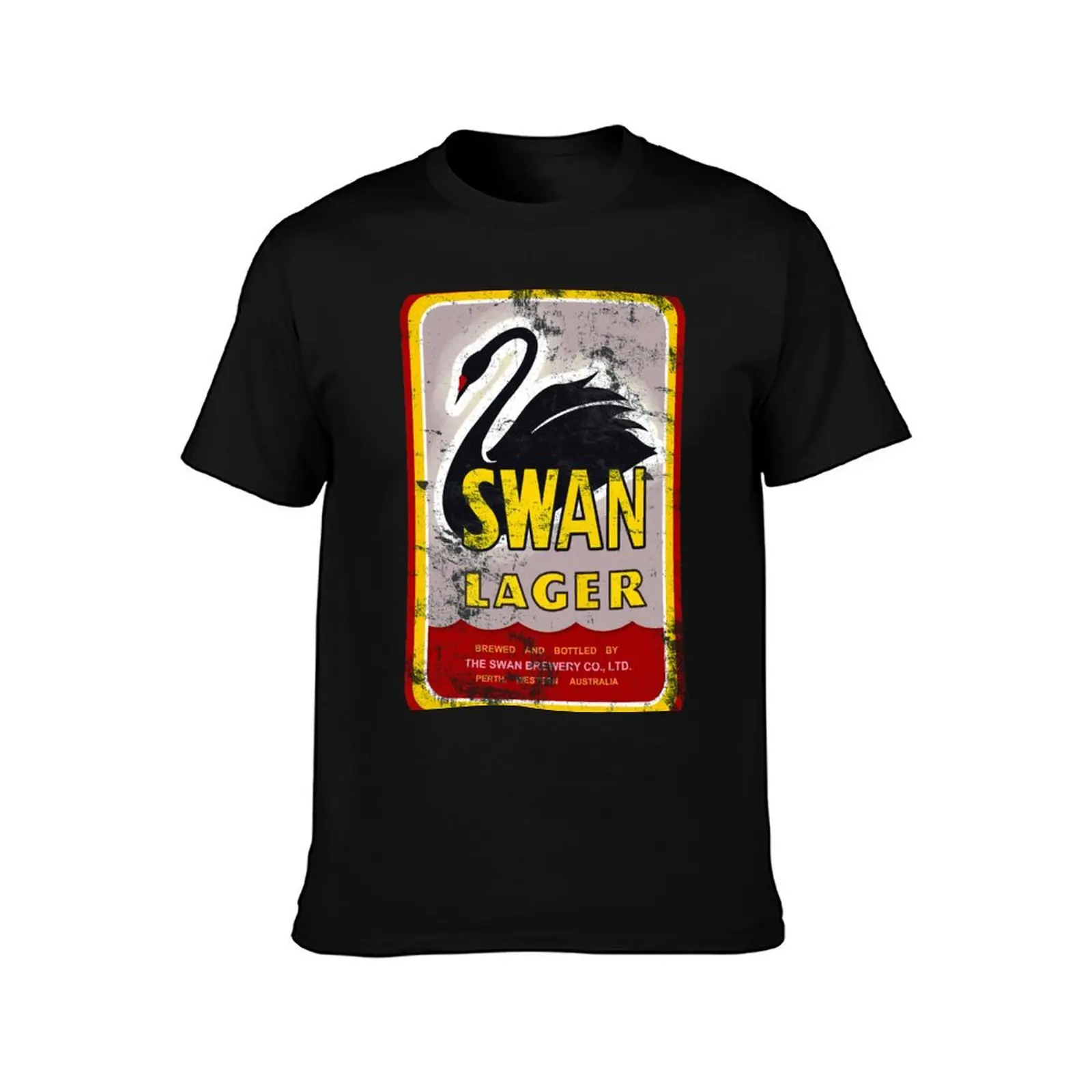 Swan Lager T-Shirt Summer Casual Cotton Tee Oversized Streetwear Tops Vintage Graphic Print Loose Fit Short Sleeve