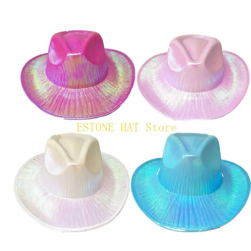 49MF Light-Up Pink Kids Cowgirl Hat Child Blinking Cowgirl Hats Cowboy Costume Accessories for Women Kids Party Hat and for P