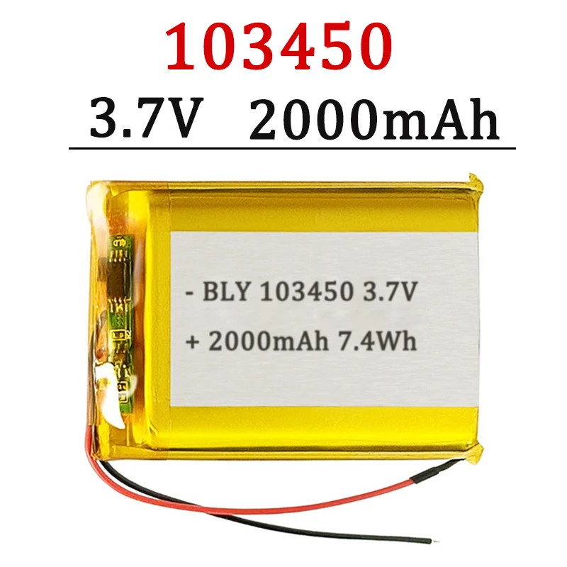 3,7 V 2000 mAh 103450 Polymer-Lithium-Batterie Lithium-Ionen-Batterie für Power Bank GPS 100 % echte Kapazität